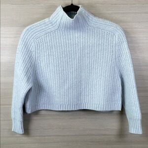 Madewell NEW Heather Pale Dawn Cropped Mock Neck 100% Merino Wool Sweater | XS